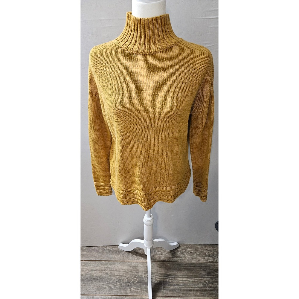 Old Navy Womens Mustard Yellow Mock Neck Ribbed Knit Sweater XS